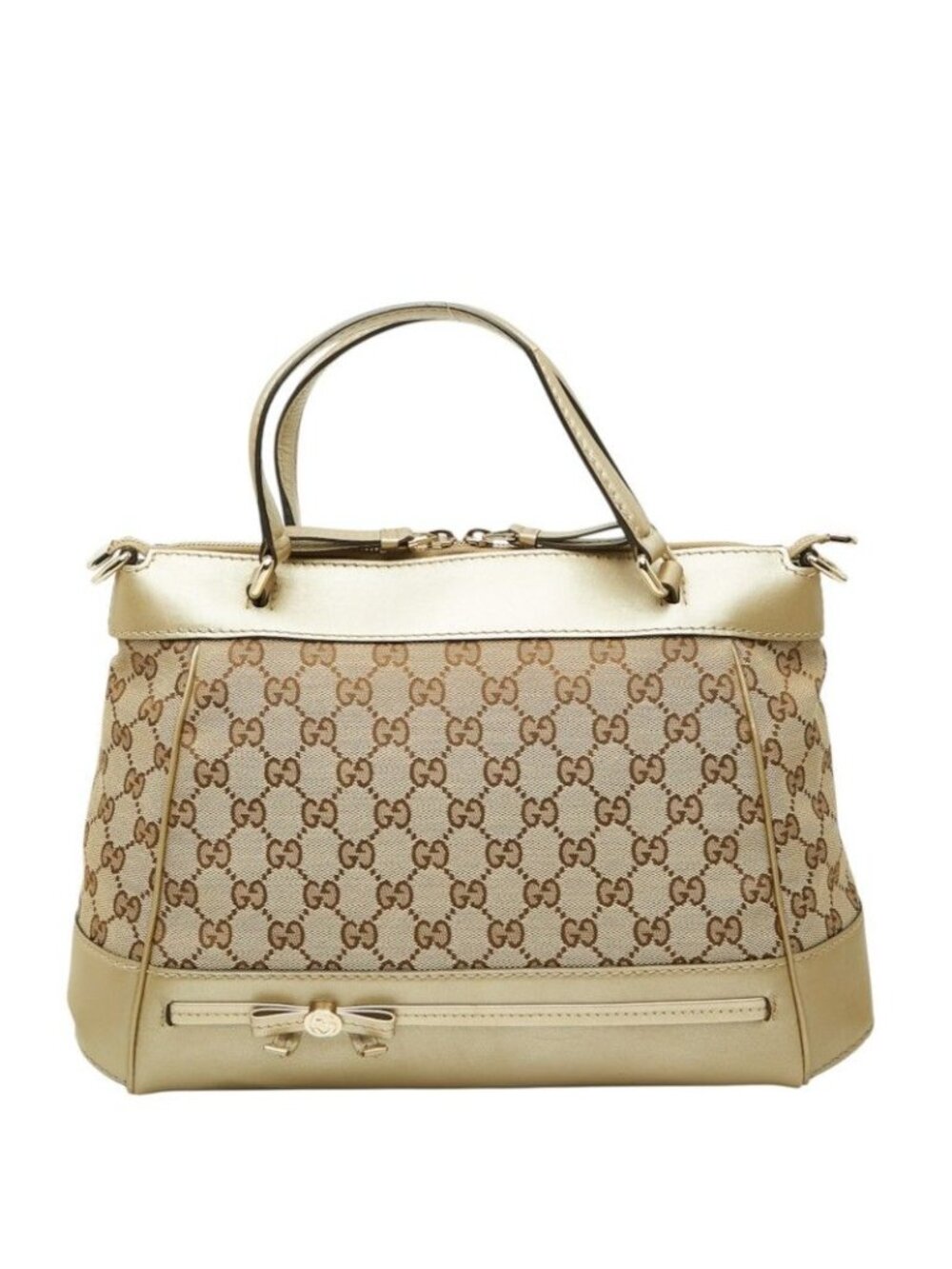 Gucci GG Canvas Mayfair Handbag Beige Gold